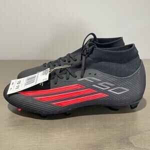 Adidas Mens Size 10 Cleats NEW F50 League Mid FG MG Soccer Black Red JR9007